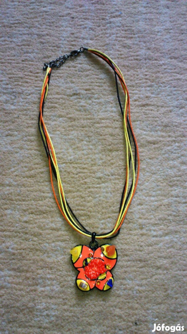 Sárga, narancssárga, élénk, vidám, tűzzománc nyaklánc