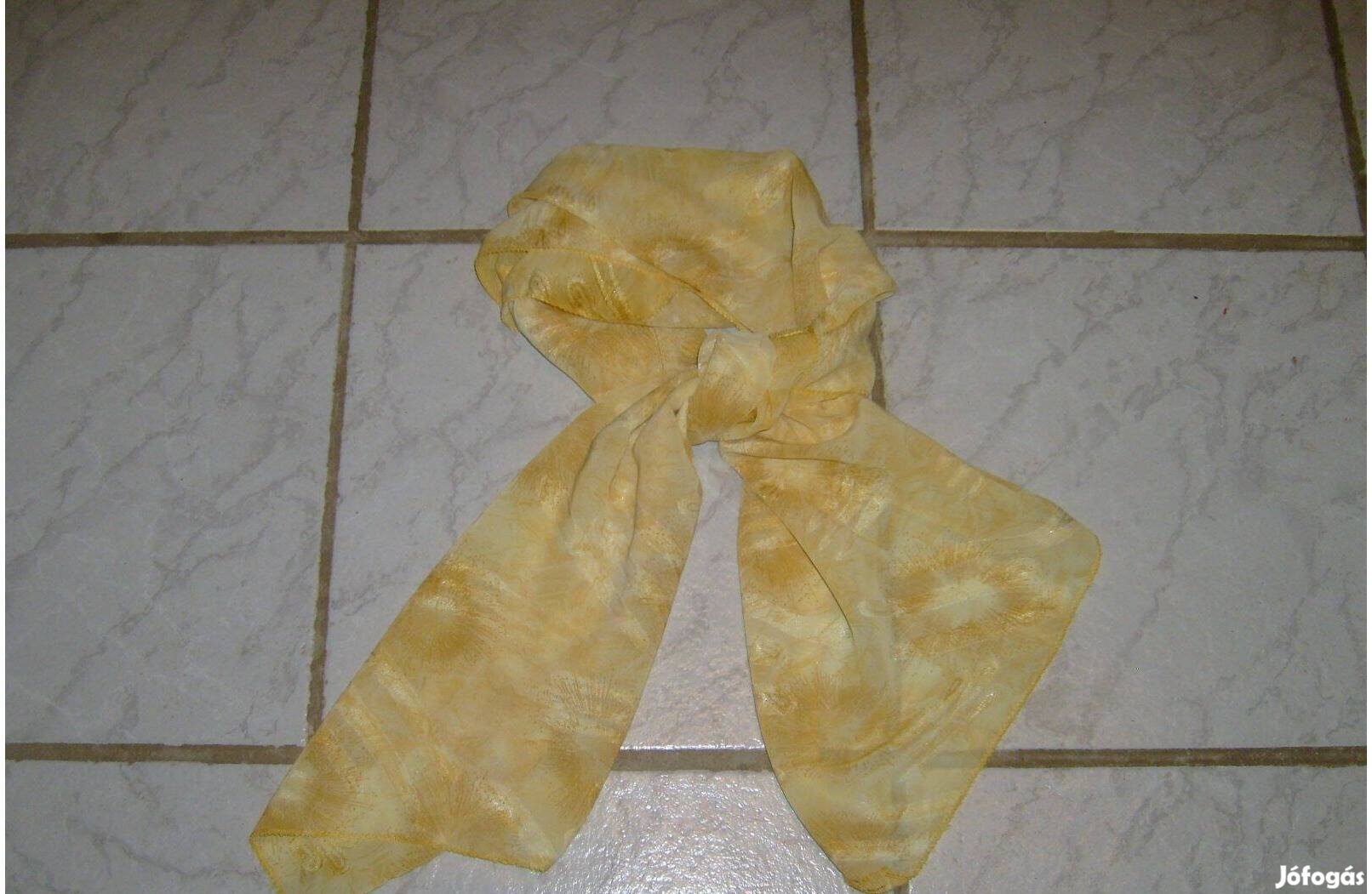 Sárga anyagában mintás sál, kendő 140 x 43 cm - Új