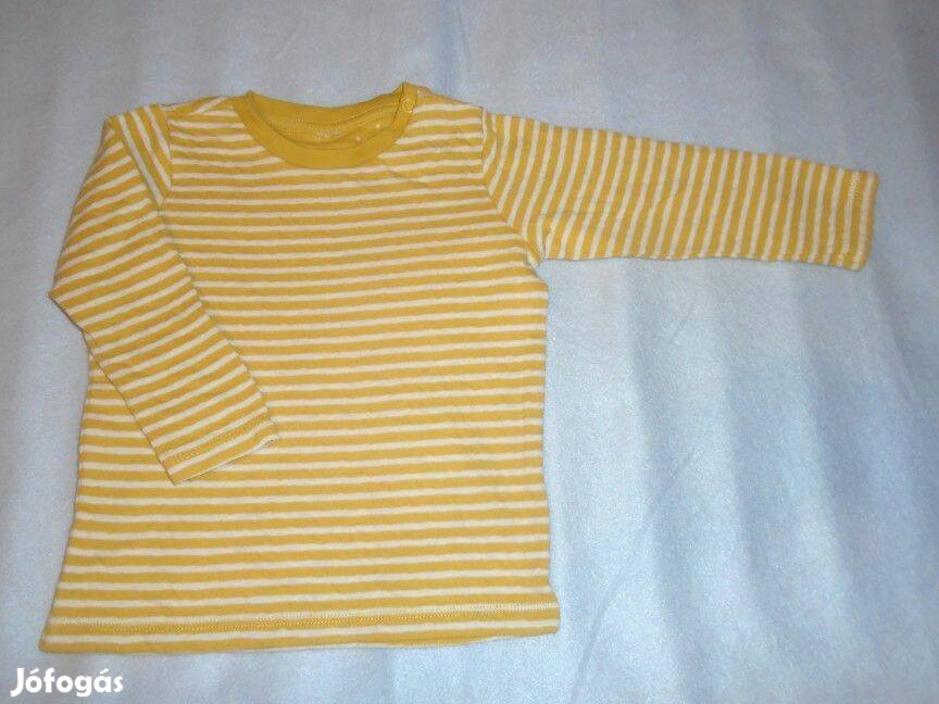 Sárga és fehér csíkos hosszú ujjú felső 12-18 hó méret 86