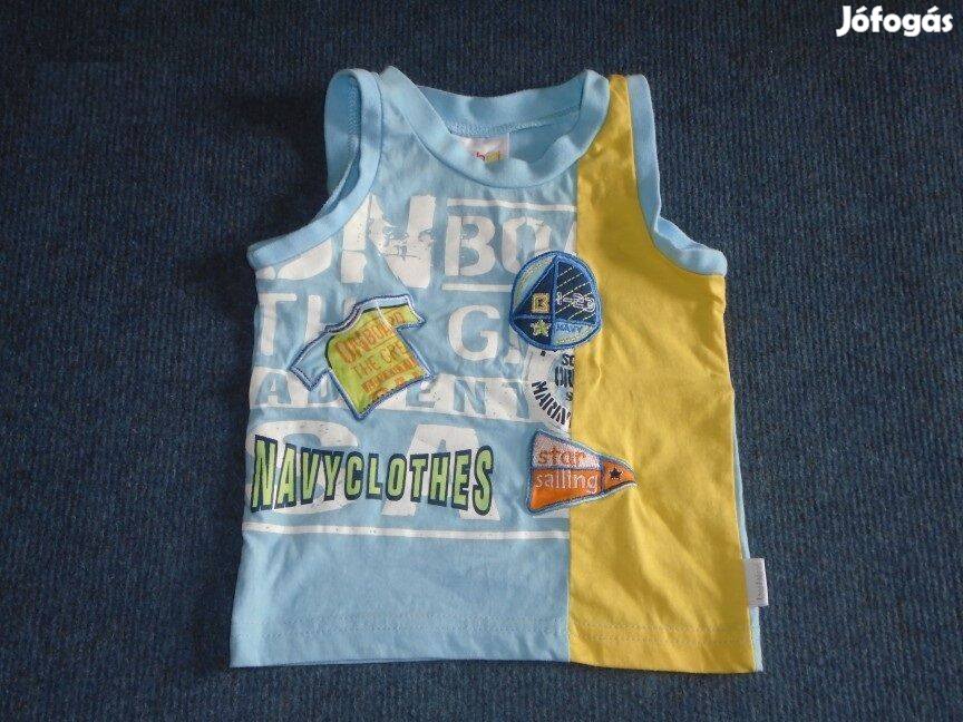 Sárga és kék mintás ujjatlan póló 3-6 hó méret 68