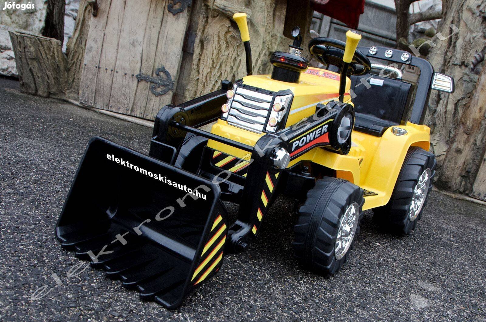 Sárga markolós Traktor 12V-os CAT típusú elektromos kisautó