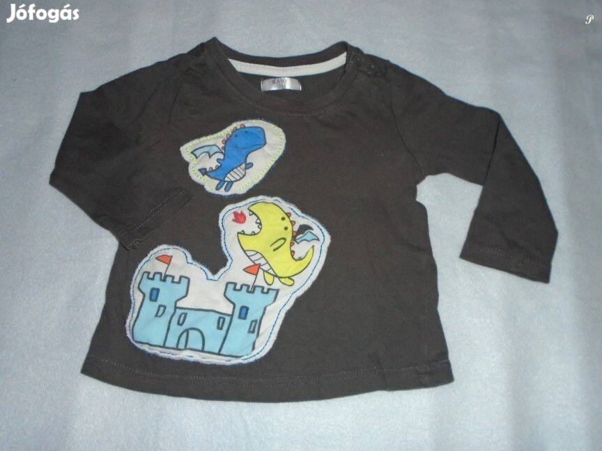 Sárkány és vár mintás hosszú ujjú felső 6-9 hó méret 74