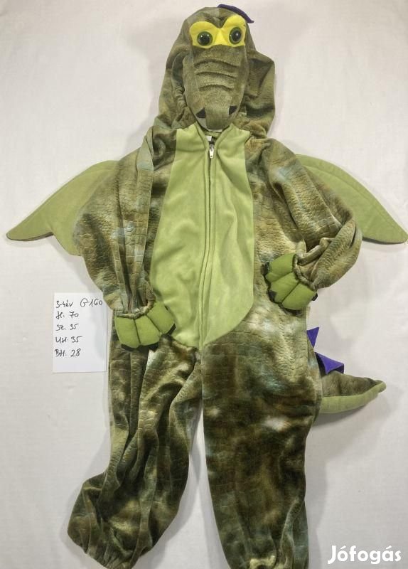Sárkány jelmez, dinoszaurusz jelmez, állat jelmez G160