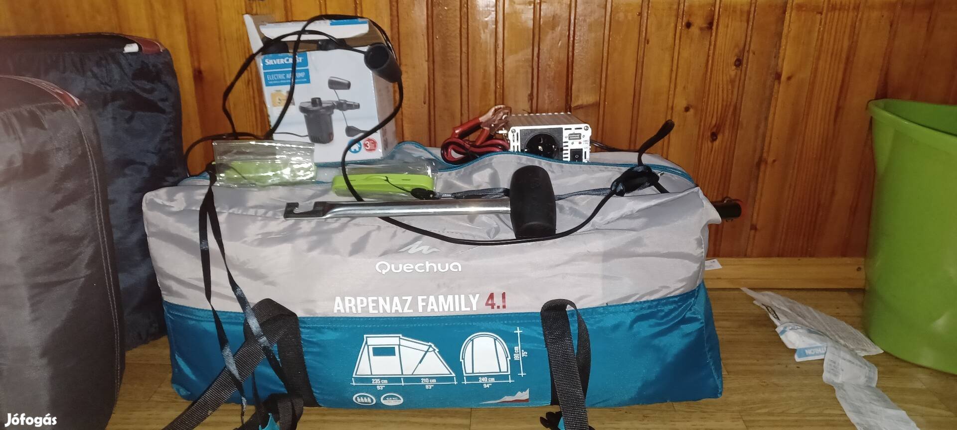 Sátor hálózsák polifoam autós töltő 220V
