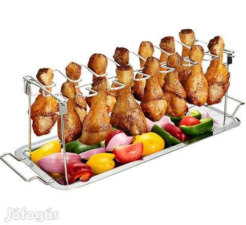 Saválló Acél Comb és Csirkeszárnysütő, Tálcával (3043)