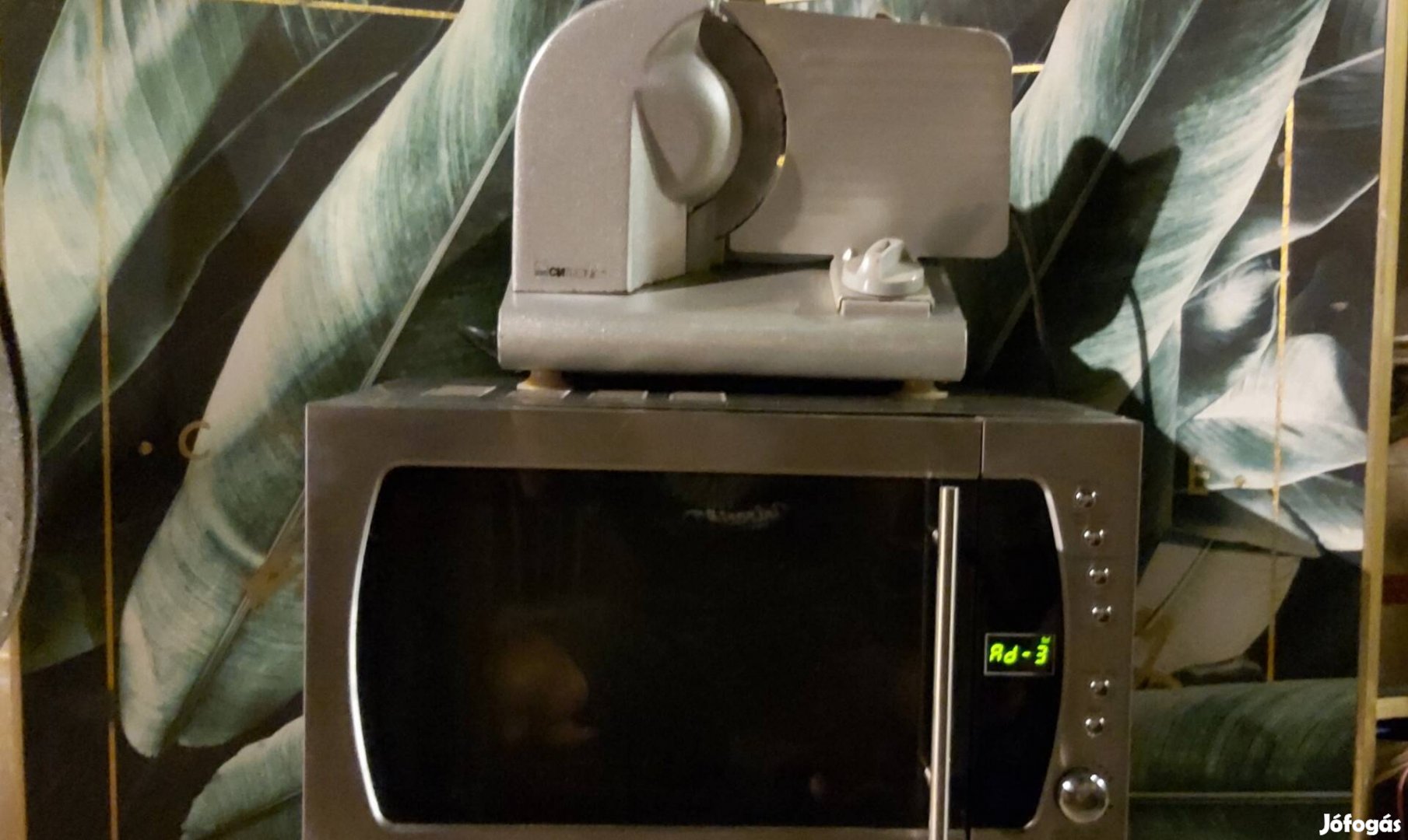 Saválló mikrohullámú grilles sütő és szeletelő gép