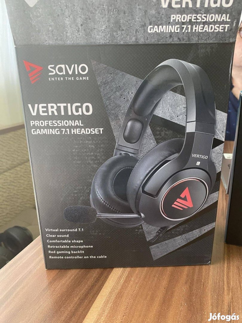 Savio Vertigo 7.1 Surround Gaming Fejhallgató/Headset Fekete/Piros (Új