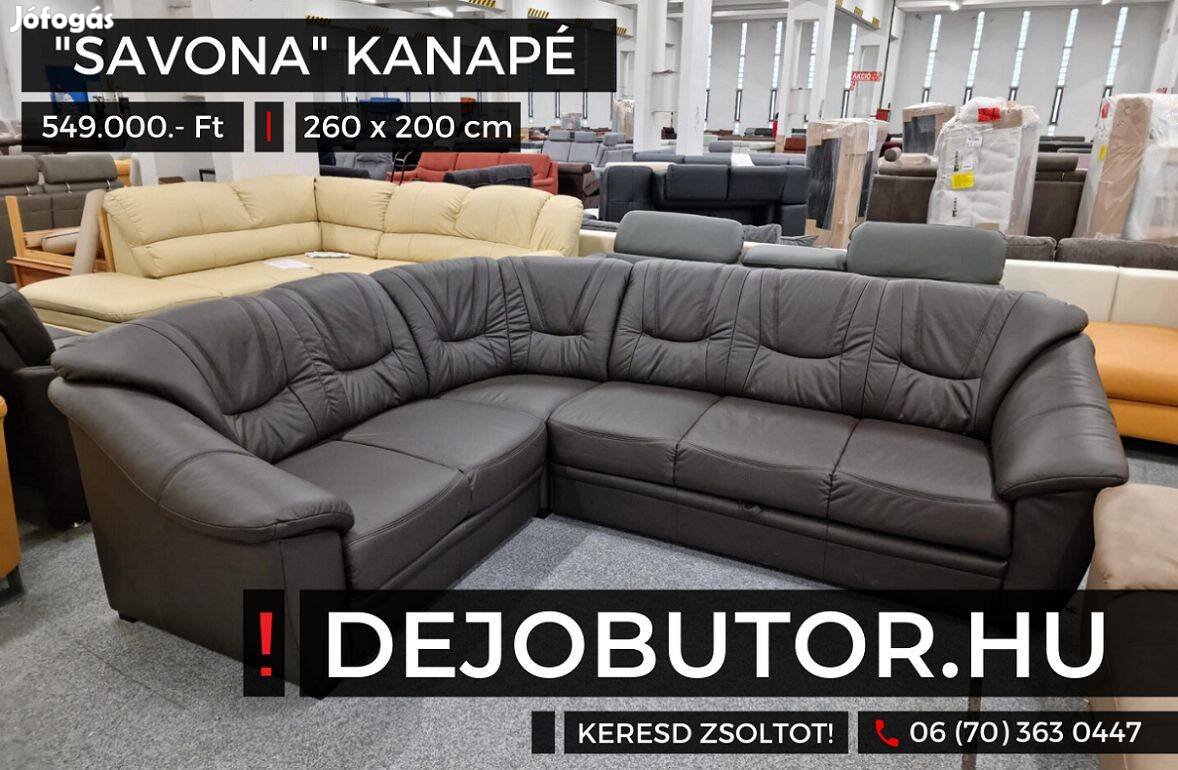 Savona kanapé valódi bőr bútor ülőgarnitúra rugós 260x205 cm mokka