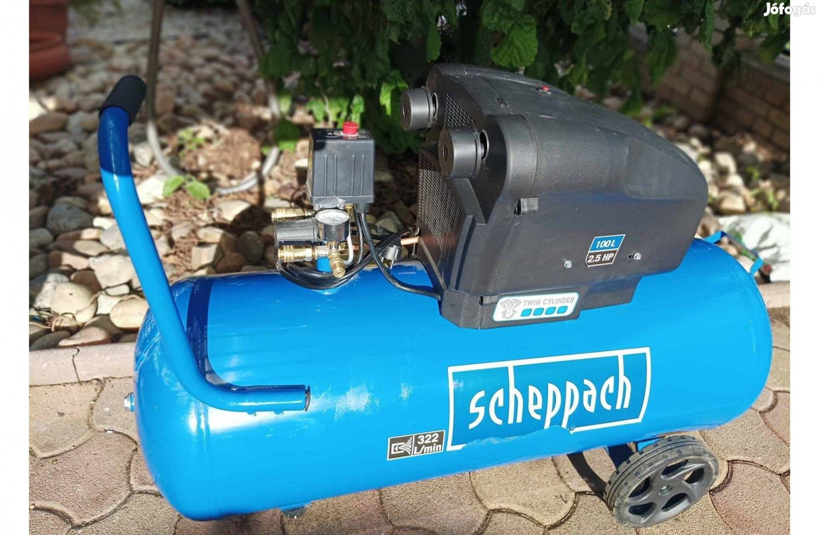 Scheppach 100 L es kéthengeres 10 báros kompresszor