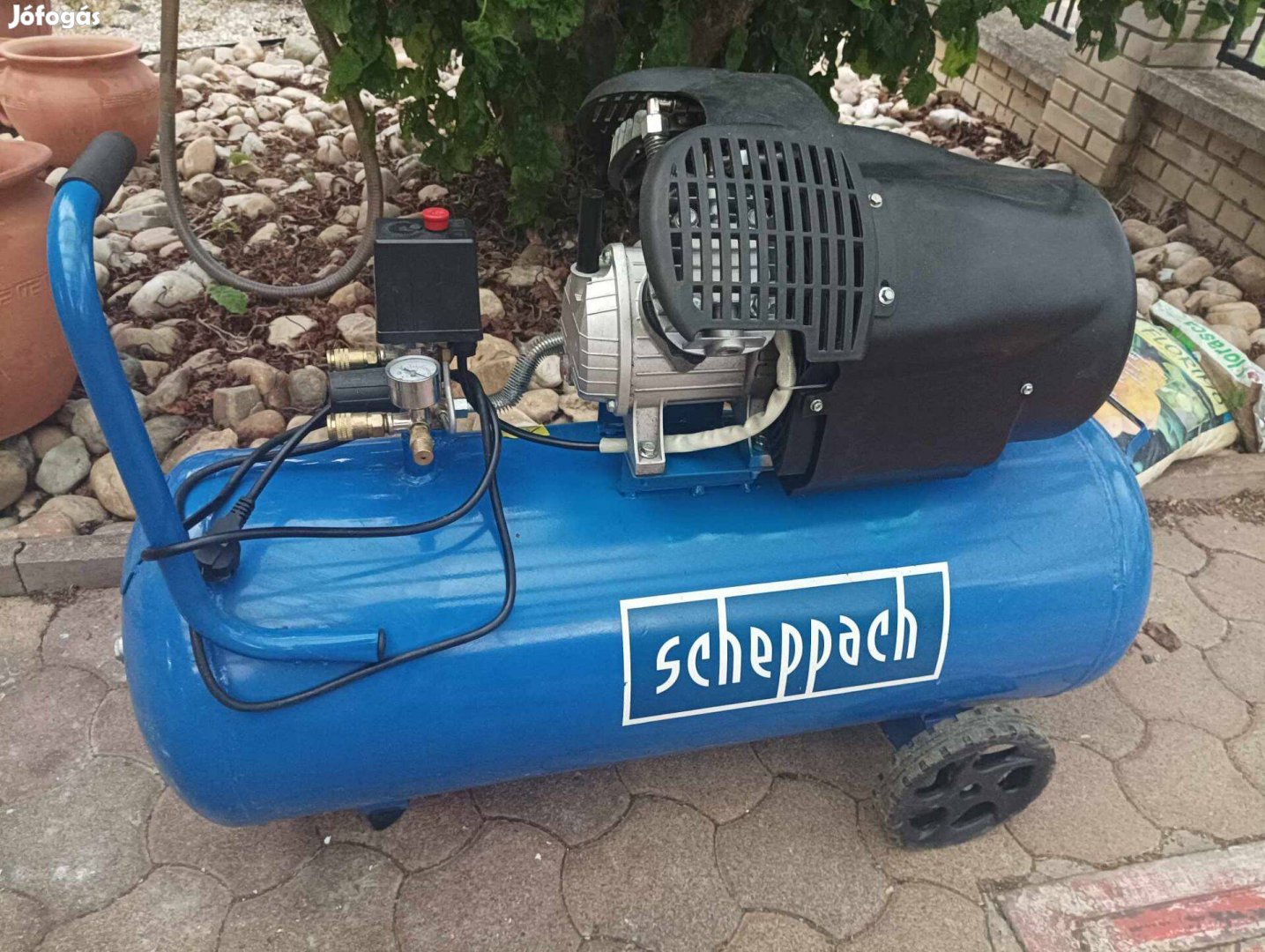 Scheppach 100 L es kéthengeres olajos kompresszor 1 éves