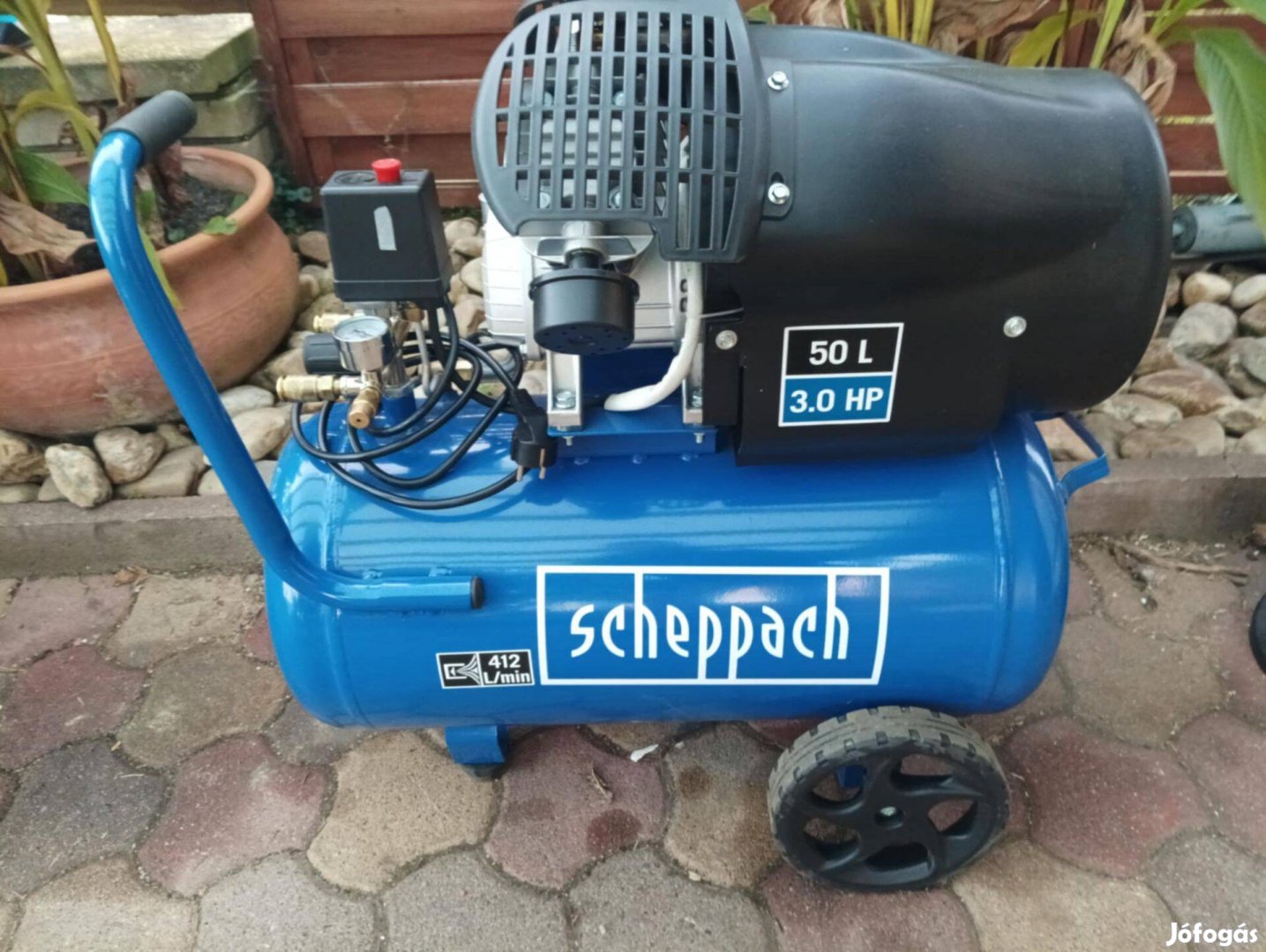 Scheppach 50 L es kéthengeres olajos kompresszor 10 báros