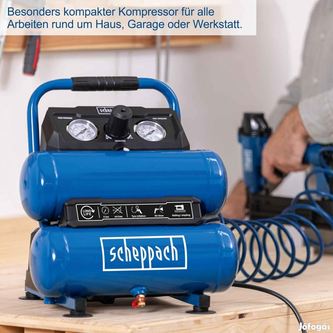 Scheppach Compressor HC10-Kettős olajmentes légkompresszor, 7,5