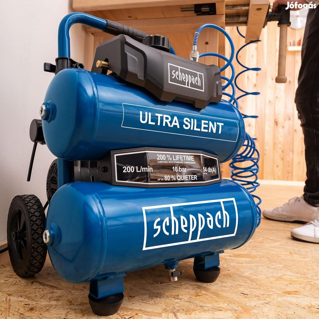 Scheppach HC20Si-Twin kompresszor ultra csendes 10bar, 20 literes,
