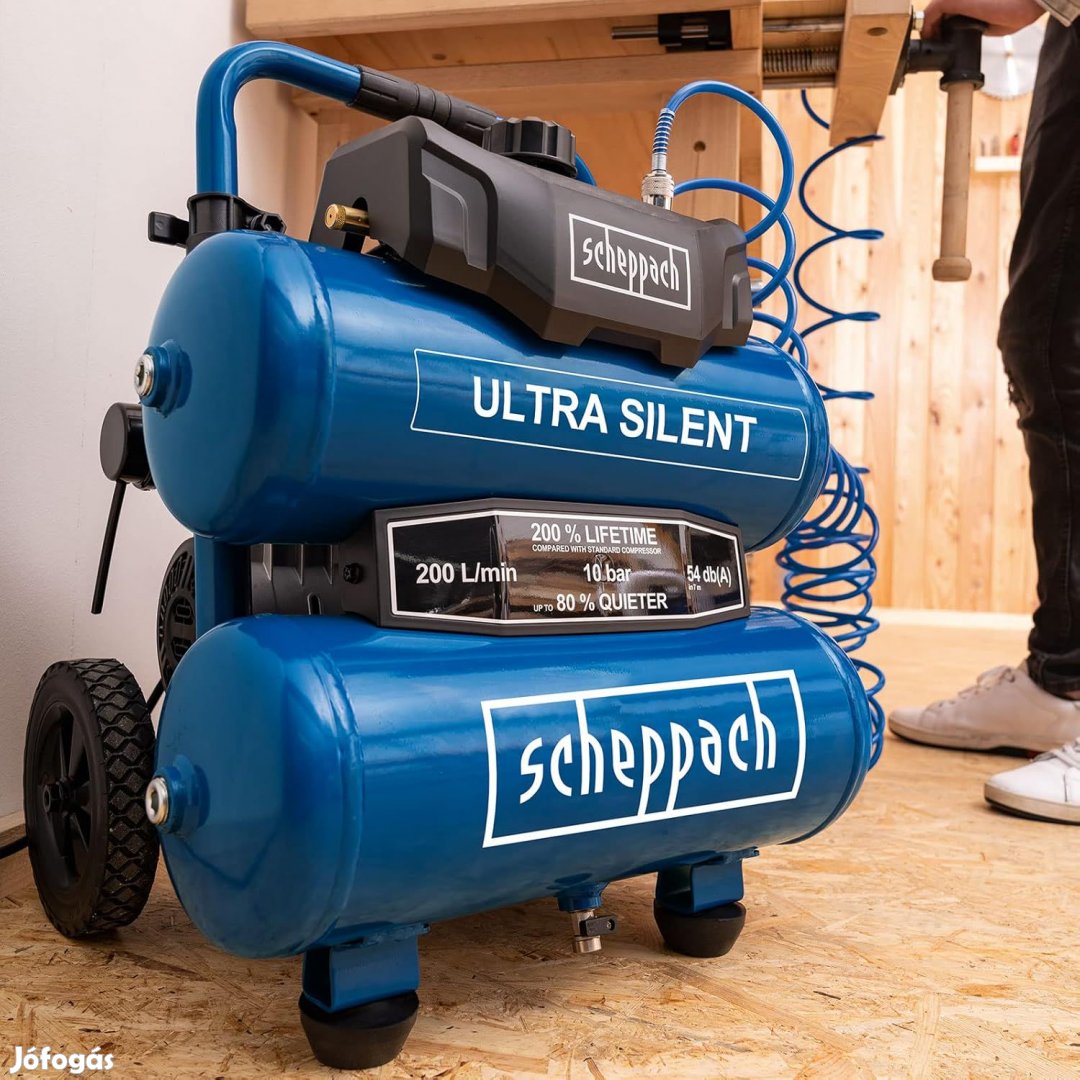 Scheppach HC20Si-Twin kompresszor ultra csendes 10bar, 20 literes,