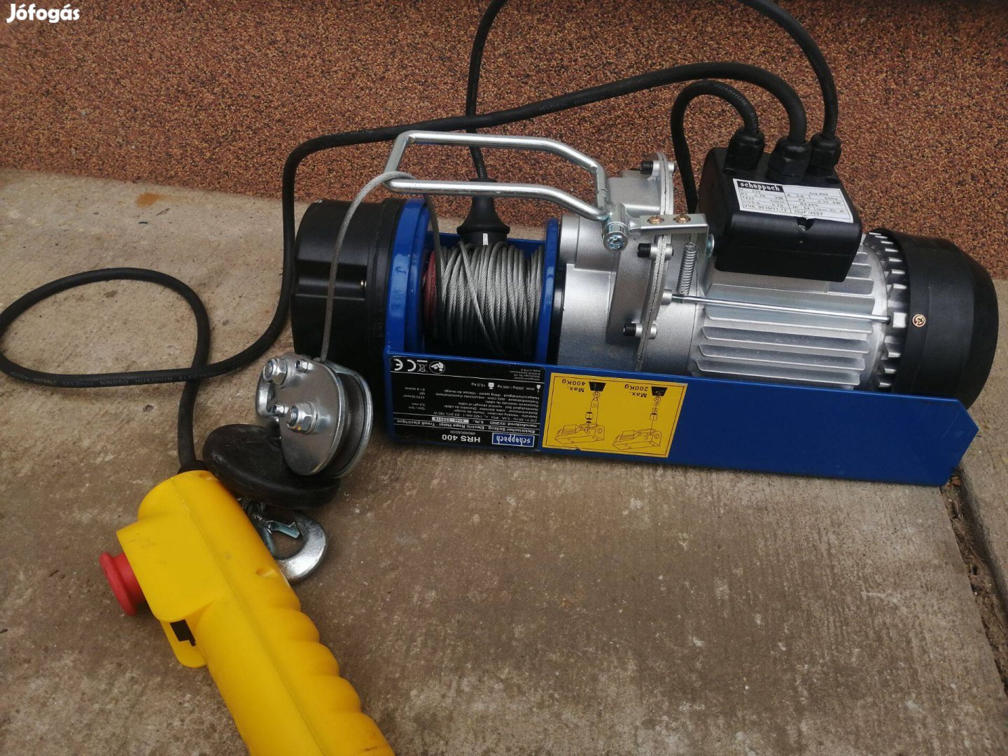 Scheppach HRS 400 csörlő-emelő, elektromos, drótköteles, 400kg, 780W,