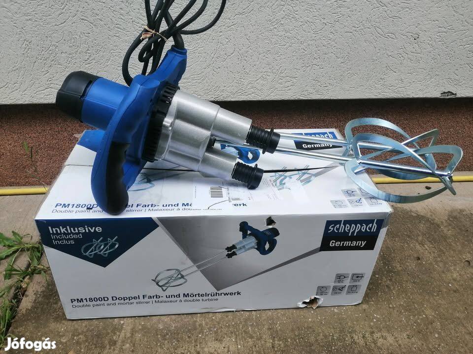 Scheppach PM 1800 D Keverőgép építőanyagokhoz, dupla szár, 1800W
