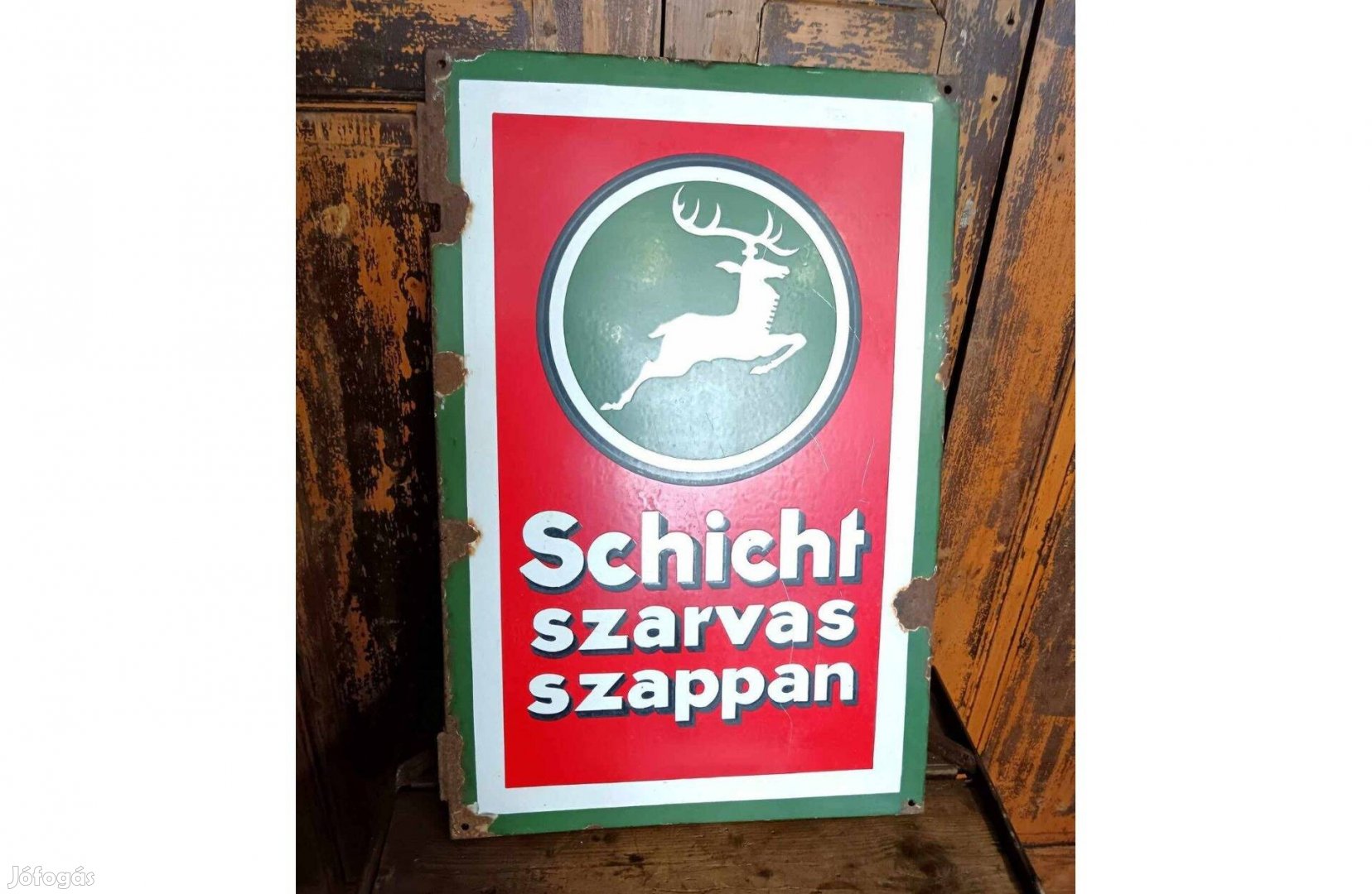 Schicht szarvas szappan, zománctábla, régi reklám a 20. század