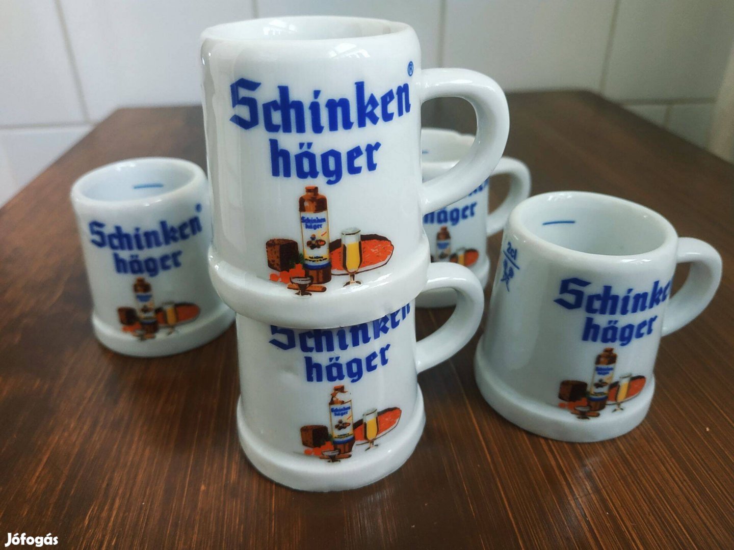 Schinken Haeger különleges 6 darabos porcelán röviditalos pohárkészlet