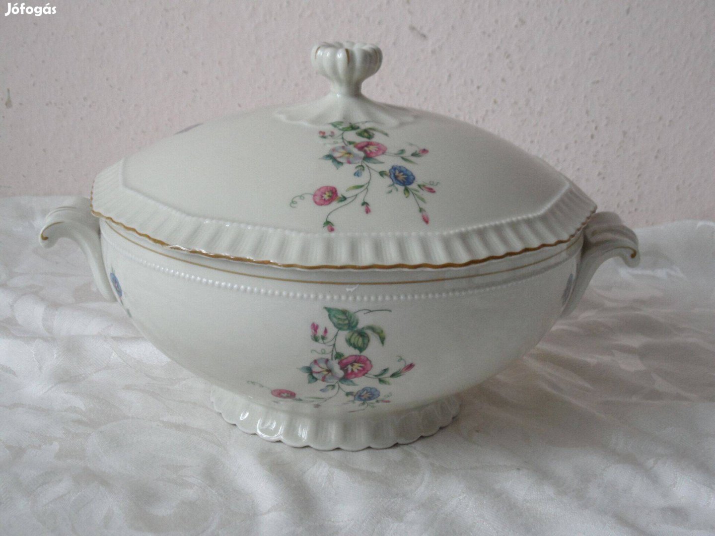 Schlaggenwald porcelán hajnalka mintás levesestál