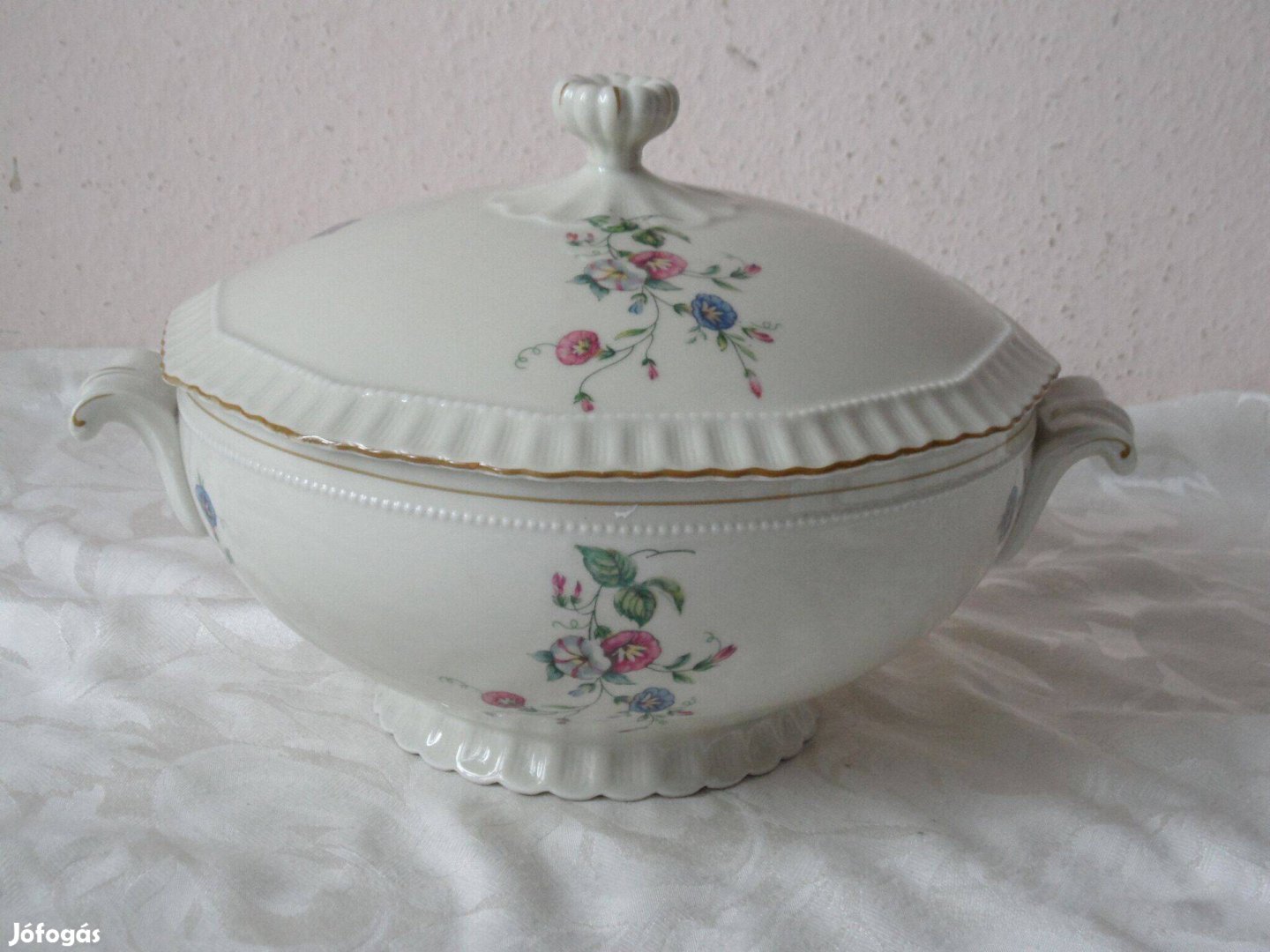Schlaggenwald porcelán hajnalka mintás levesestál
