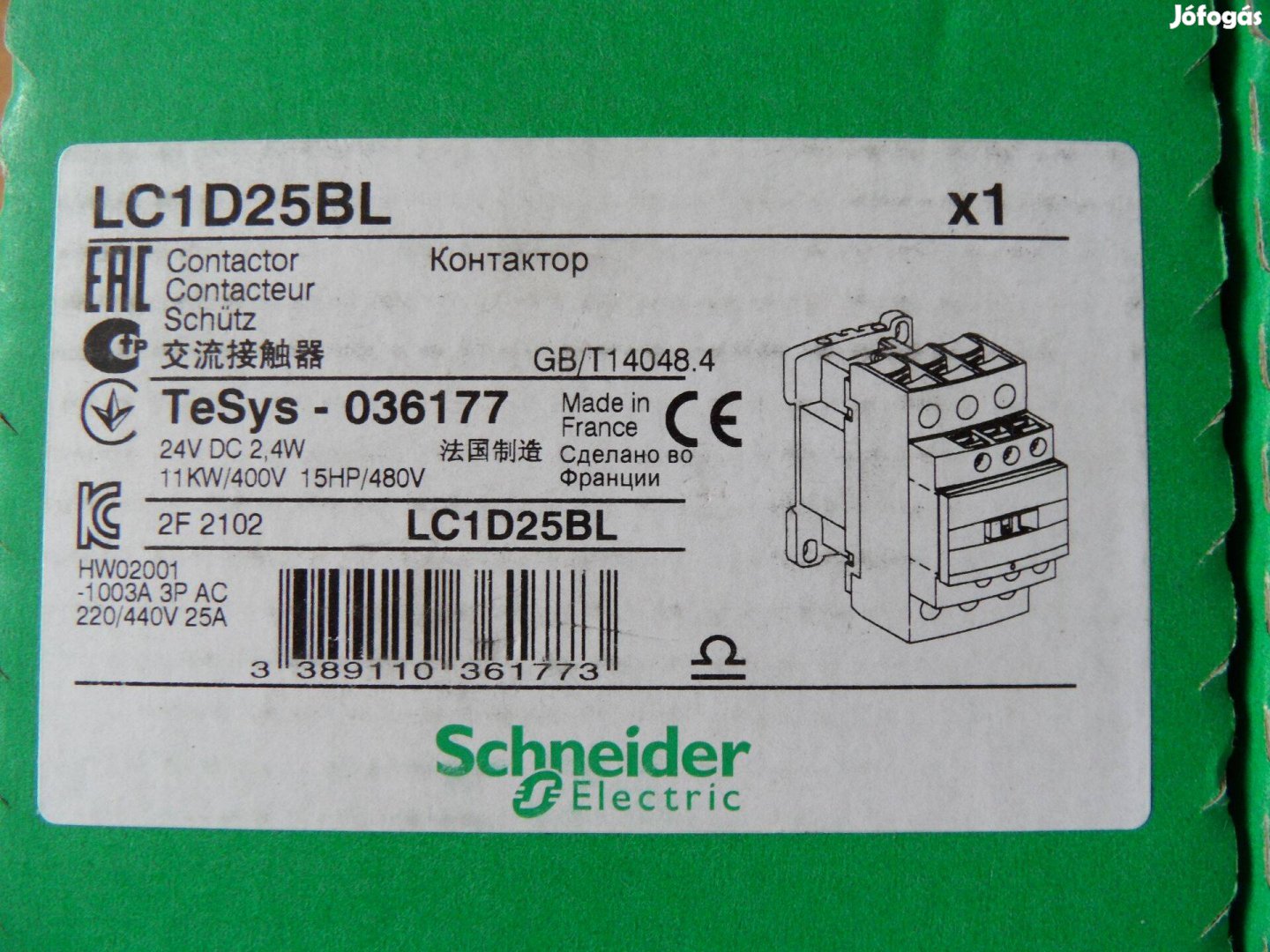 Schneider 11KW 24VDC mágneskapcsoló