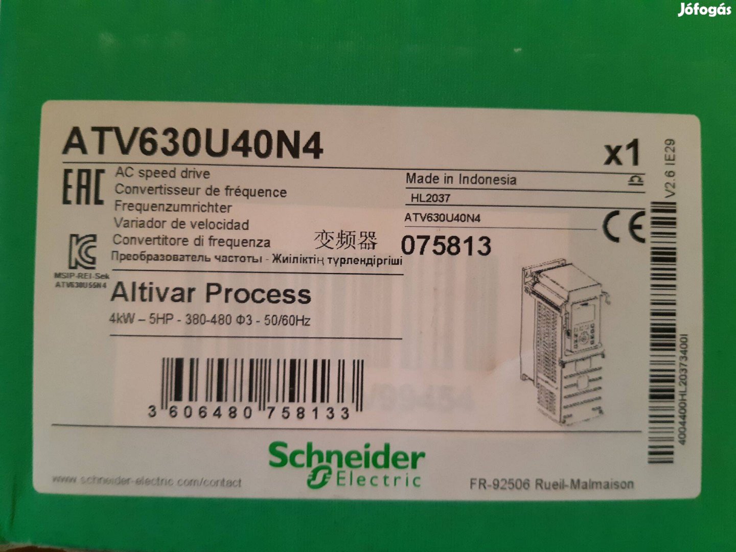 Schneider ATV630U40N4 Altivar Process ATV630 frekvenciaváltó, 4kW, 3f,