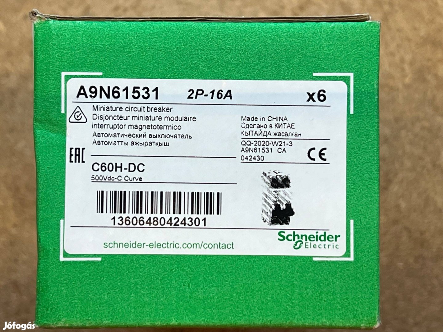 Schneider Electric C60H-DC 2p 16A A9N61531 DC kismegszakító