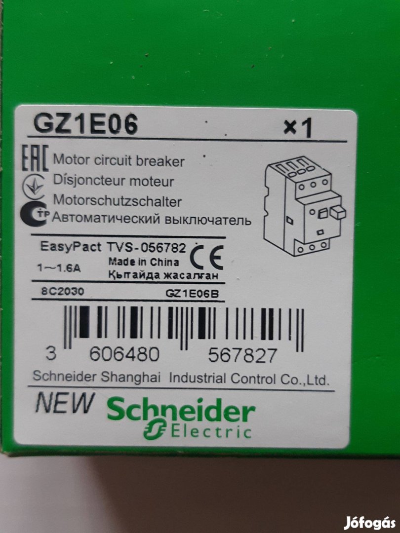 Schneider GZ1E06 motorvédő kapcsoló 3P 1-1,6 A-hő 100kA