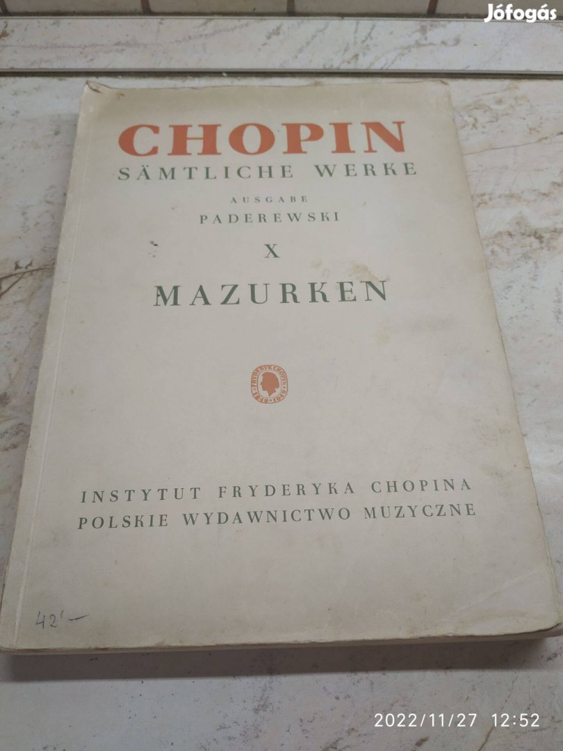 Schopin kotta könyv eladó! Mazurken