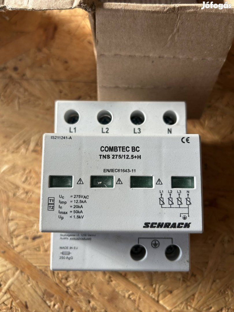 Schrack Combtec T1/T2 túlfeszültséglevezető 275/12,5kA, TN-S+s.