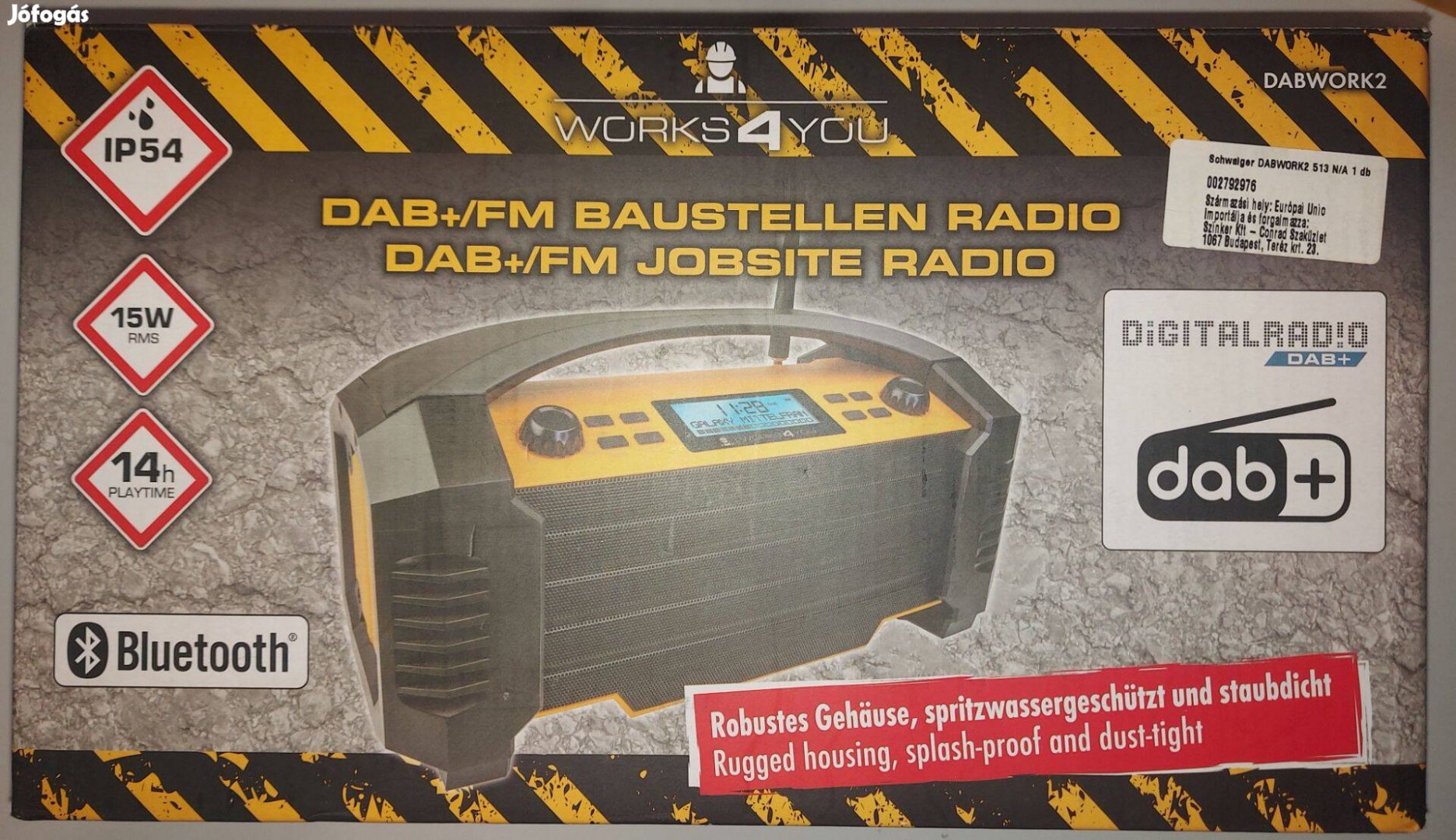 Schwaiger Bluetooth Handszóró Rádió DAB+/FM/AUX-IN Dabwork2