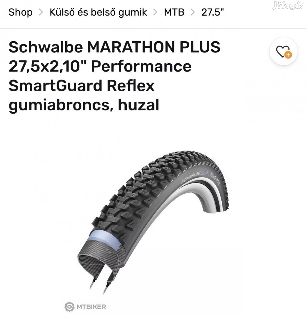 Schwalbe defektáló 27.5x2.10 külső MTB gumi