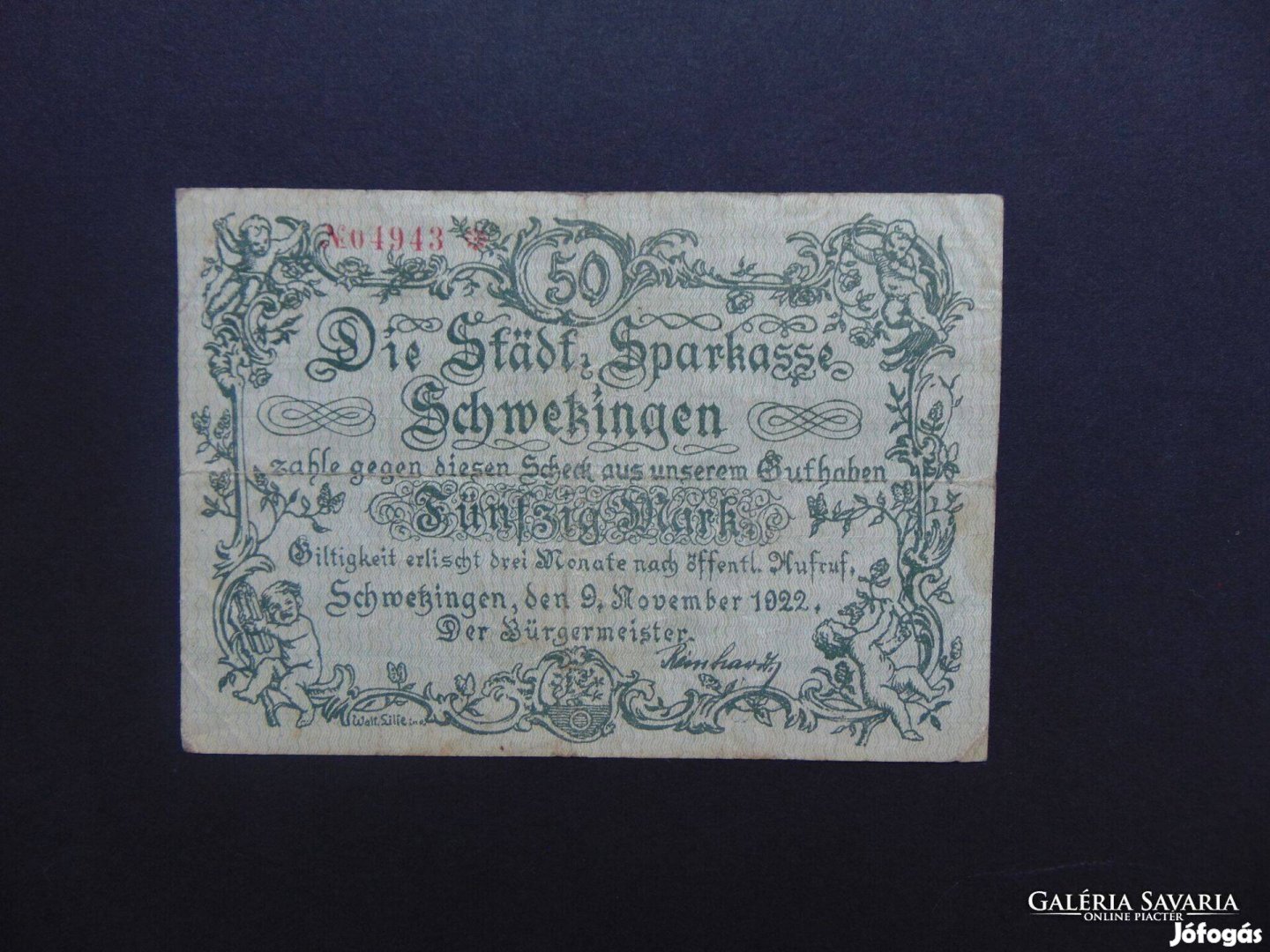 Schwetzingen 50 márka 1922 szükségpénz