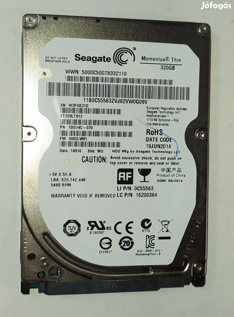 Seagate 320GB laptop / notebook HDD merevlemez SATA 2.5" 100/100 #X31D
