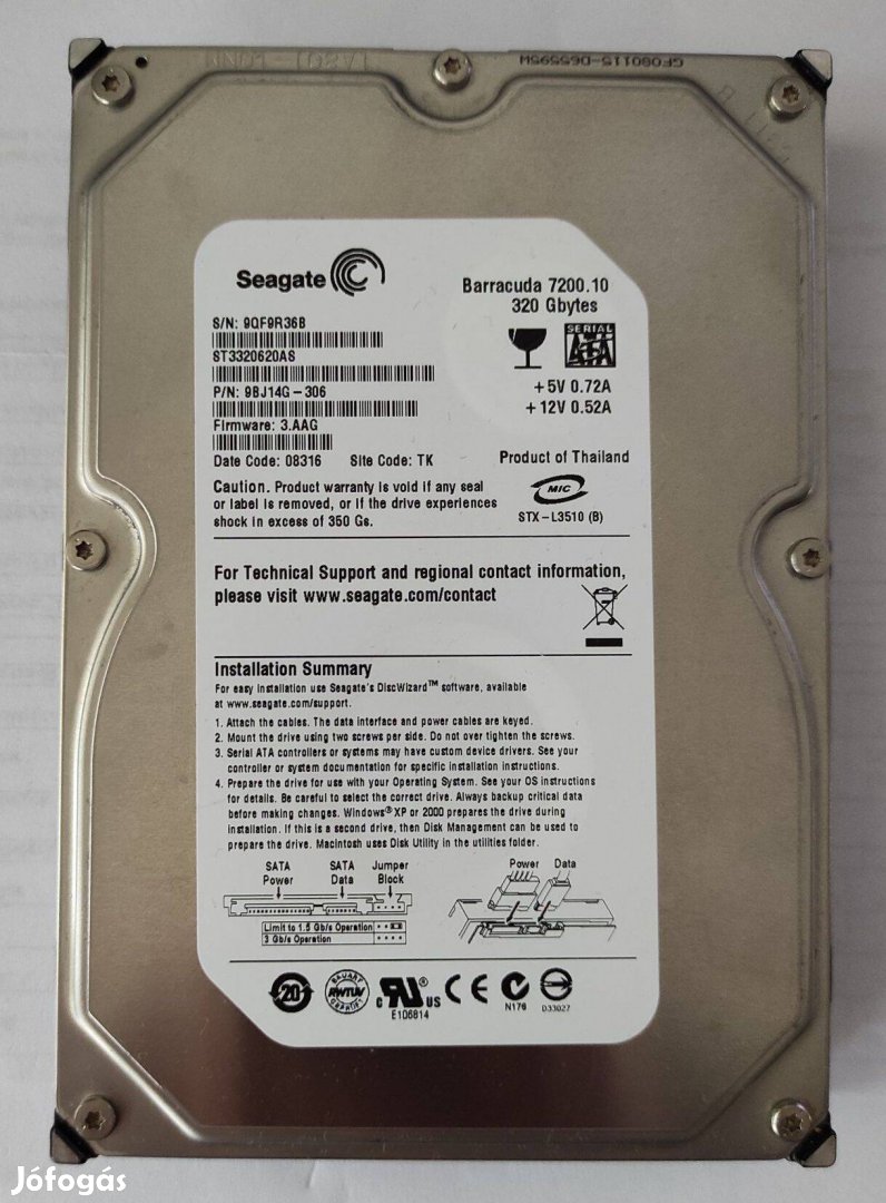 Seagate 320GB merevlemez