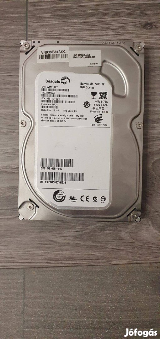 Seagate 320 GB 3.5" SATA HDD merevlemez