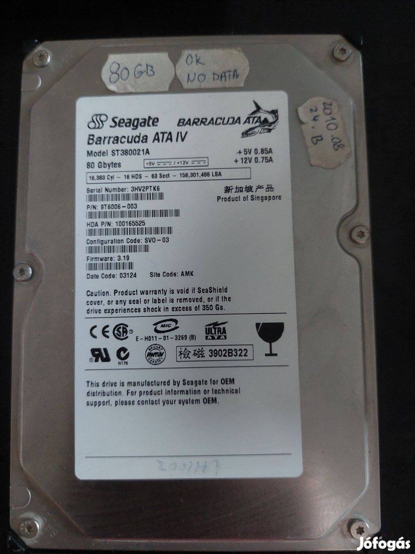 Seagate Barracuda ATA IV ST380021A IDE / ATA/100 Hard Drive 80GB