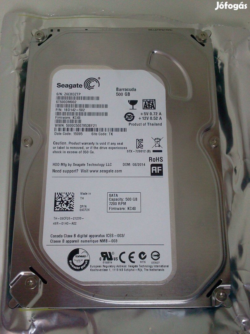 Seagate Barracuda SATA 500GB 100/100% merevlemez winchester HDD