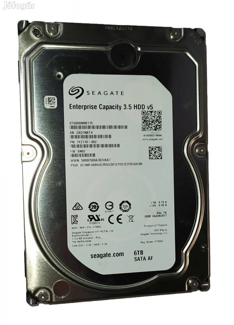 Seagate Enterprise Capacity 6TB HDD merevlemez SATA 3.5" 100/100 #NAT4