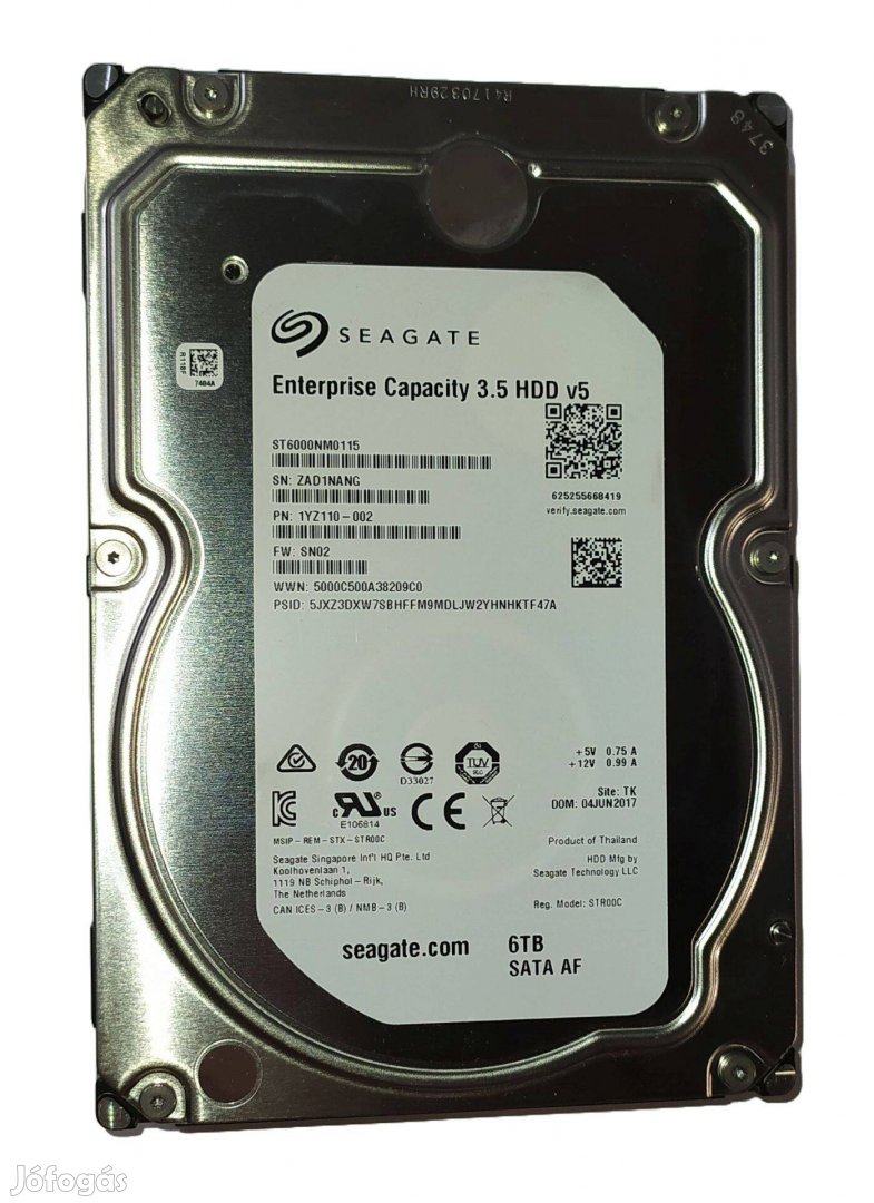 Seagate Enterprise Capacity 6TB HDD merevlemez SATA 3.5" 100/100 #Nang