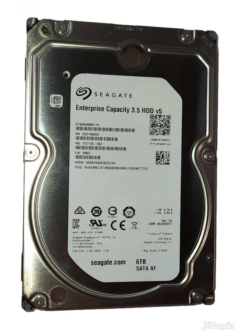 Seagate Enterprise Capacity 6TB HDD merevlemez SATA 3.5" 100/100 #Nax9