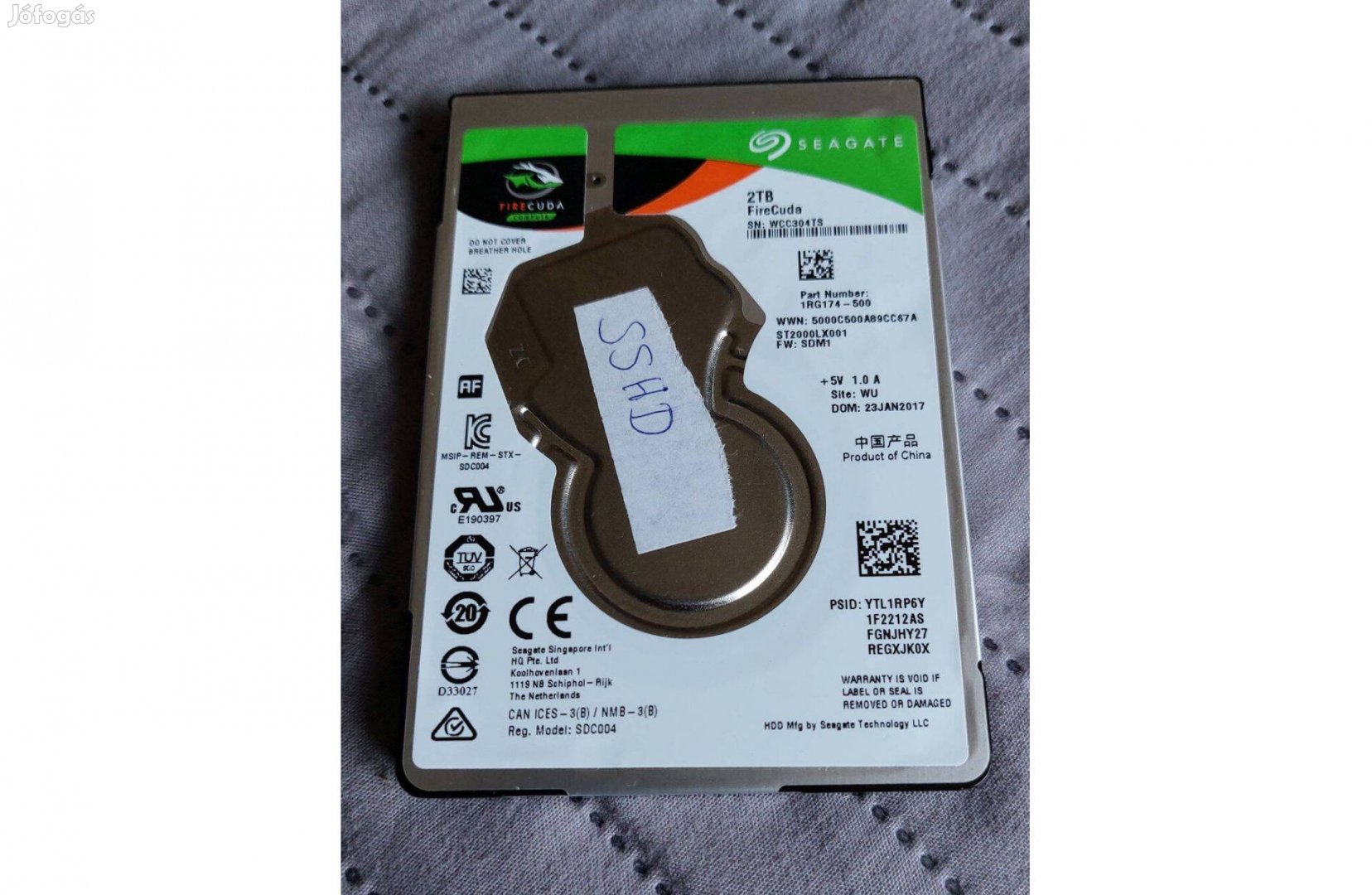 Seagate Firecuda 2.5 2TB SATA3 Sshd kiváló állapotban, laptop méret