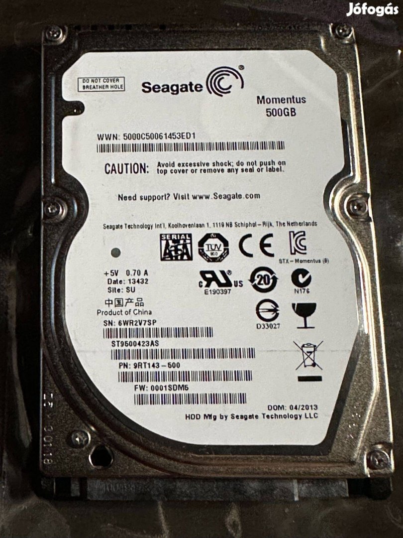 Seagate Momentus 2.5" 500GB SATA (ST9500423AS) 100/100 merevlemez