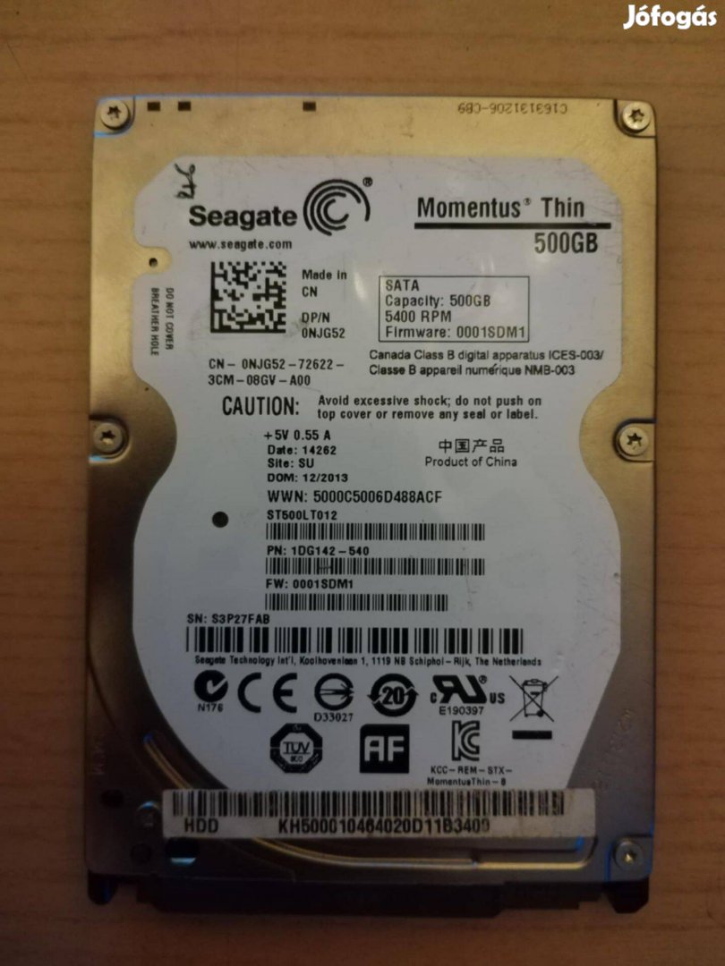 Seagate Momentus Thin 2.5" 500GB 5400rpm 16MB SATA3