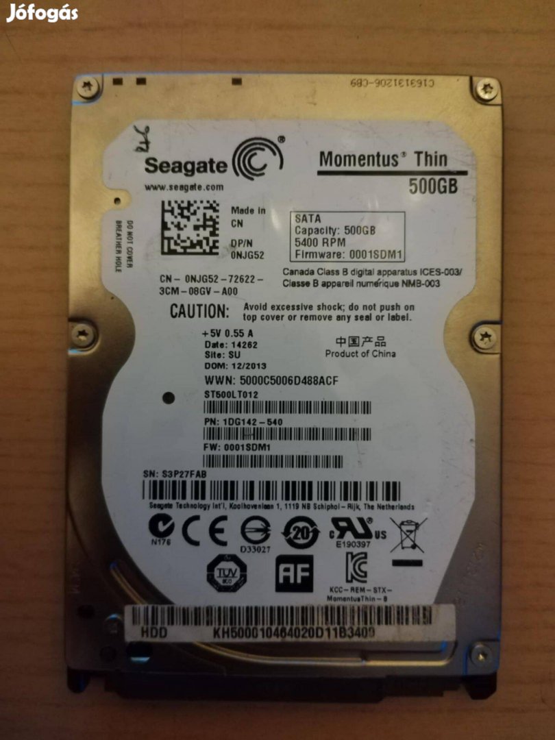 Seagate Momentus Thin 2.5" 500GB 5400rpm 16MB SATA3