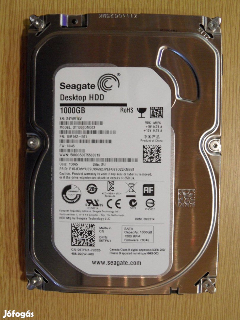 Seagate újszerű 1TB Sata3 HDD