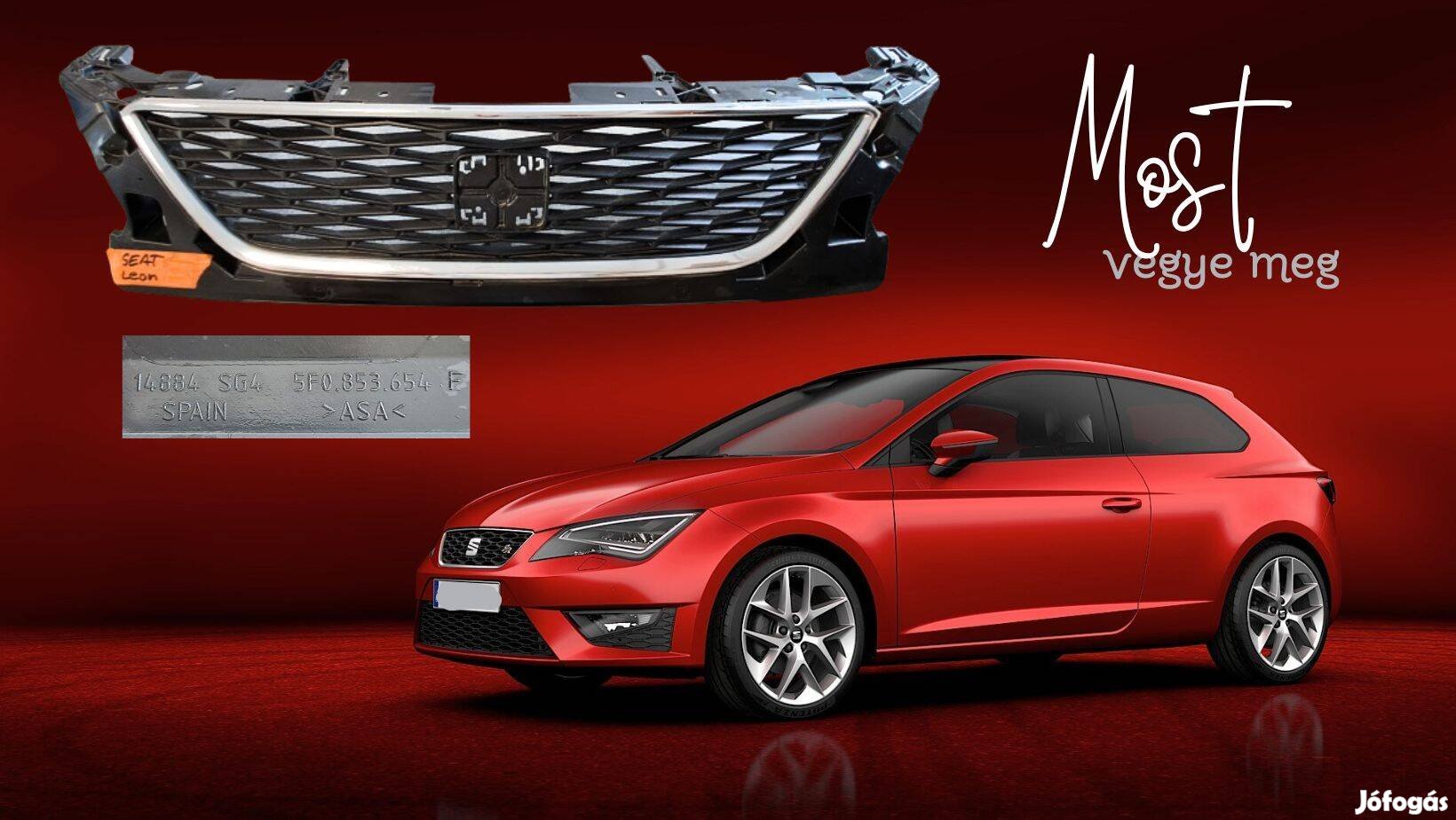 Seat Leon III. ST 5F8 középső hűtő díszrács 5F0853654F