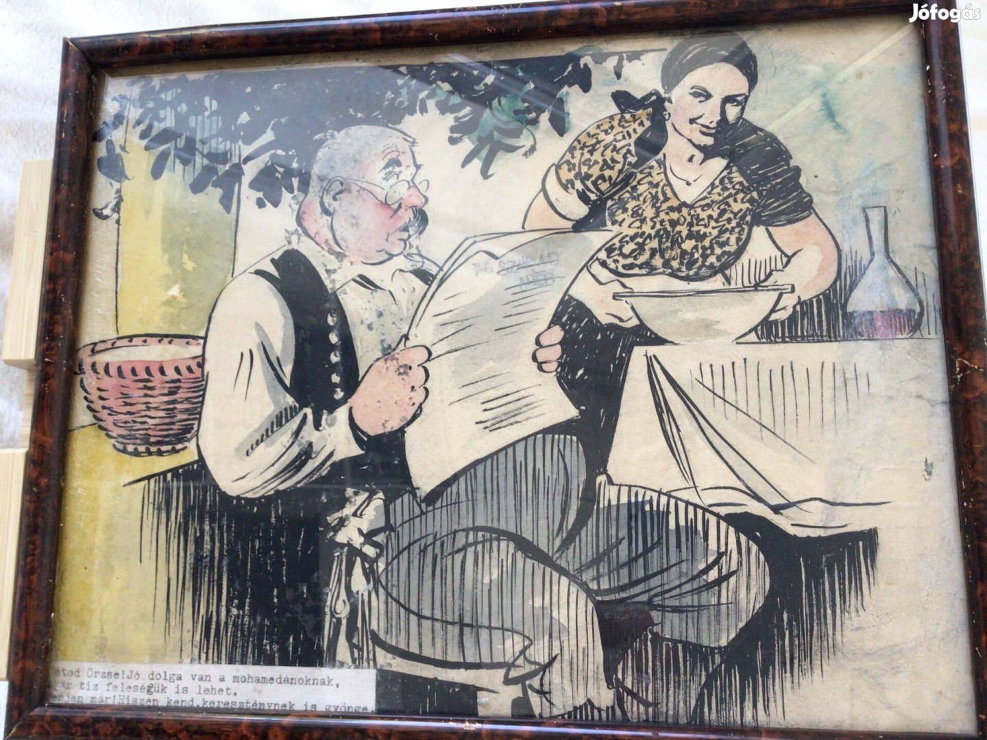 Sebők Imre eredeti karikatúra a Pesti Izé számára 31 x 24 cm