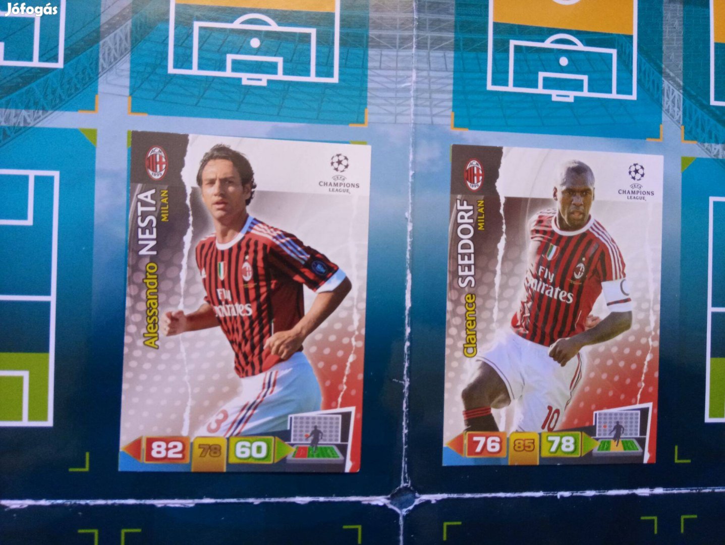 Seedorf és Nesta (AC Milan) Panini Champions League focis kártya