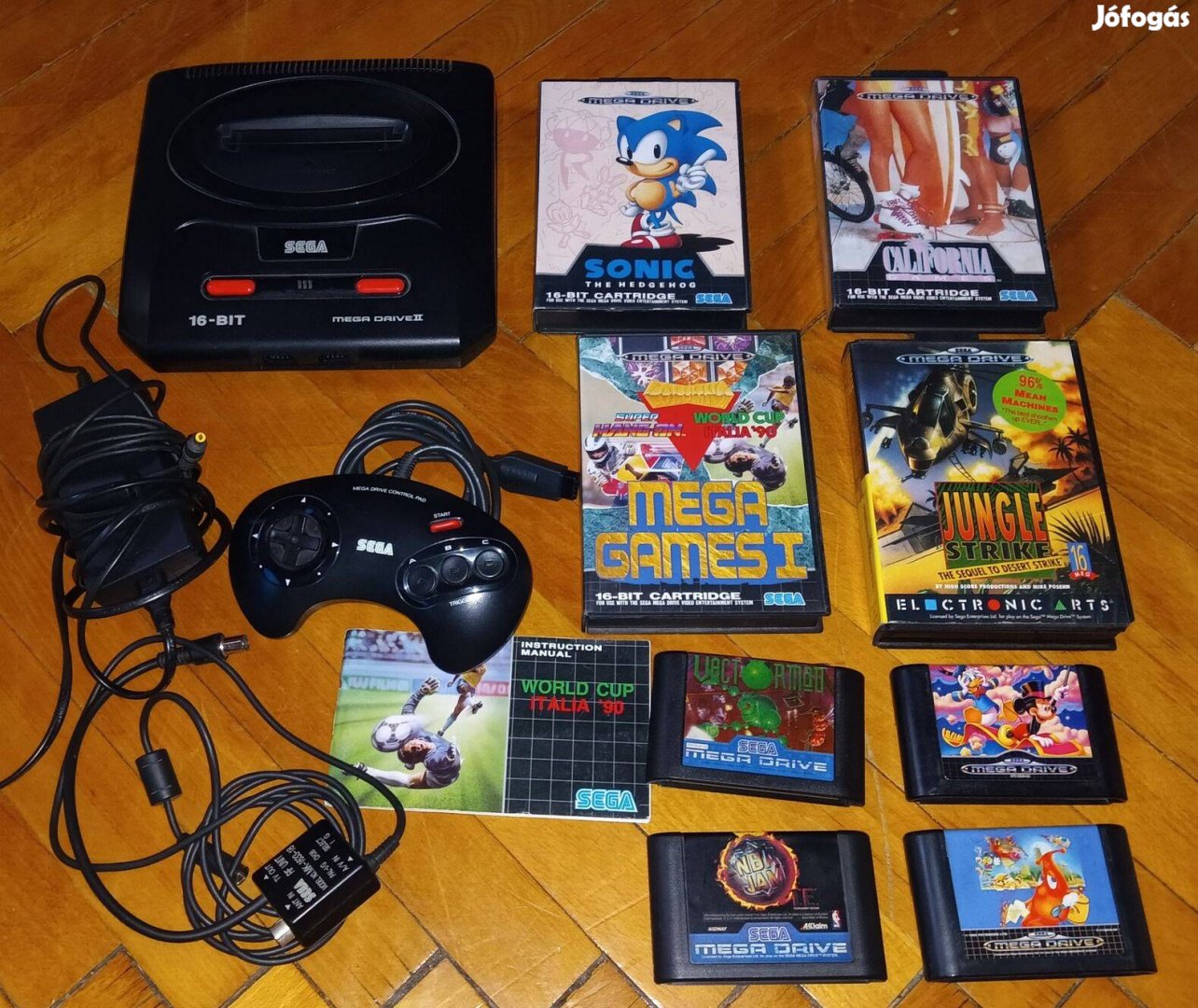 Sega mega drive 10 játékkal Sonic nba jam Jungle Stike Mickey ésdonald